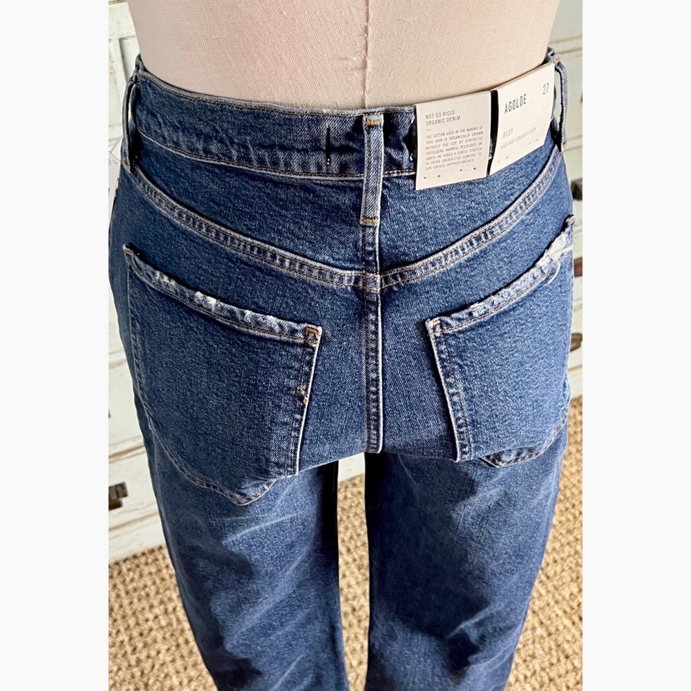 Agolde Riley High Rise Straight Cropped Jeans Size 27 - Picture 8 of 11